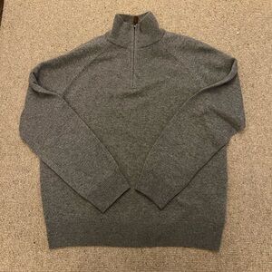 Men's Gray Cashmere Jcrew Half-Zip Sweater